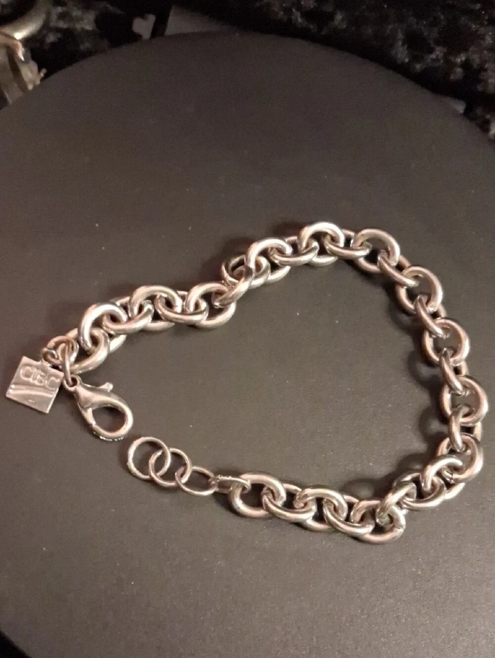 Silver Chain Link Women's Bracelet - CBC Charm Sz. 7 To 9 Adjustable